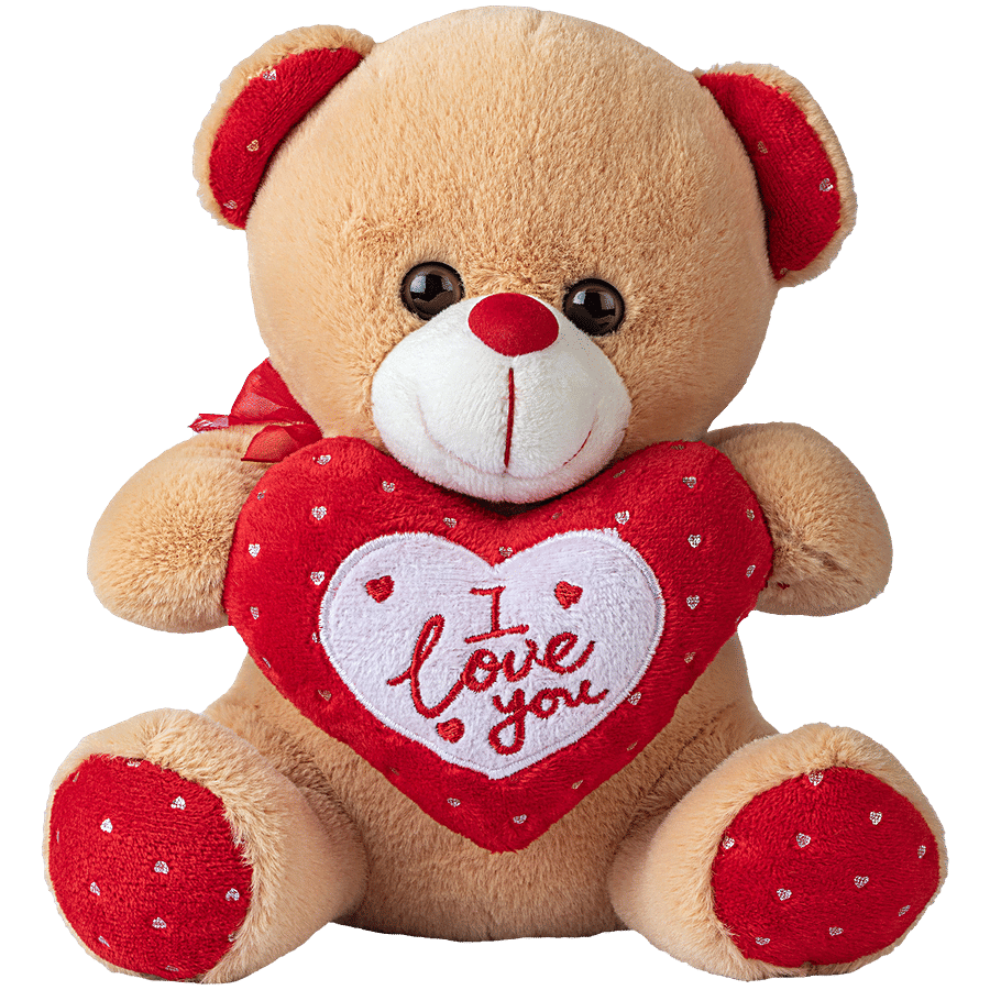 Dimpy Stuff Golden Brown Teddy Bear Holding Red I Love You Heart 1 Pc