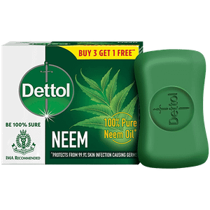 Dettol Neem Bathing Soap Bar 100 Pure Neem Oil Provides 999 Germ Protection 75 G