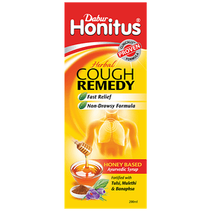 Dabur Honitus Cough Remedy With Tulsi Mulethi Banaphsa Honey Based Ayurvedic Syrup 200 Ml