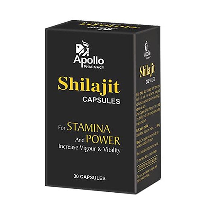 Apollo Pharmacy Capsules Shilajit For Stamina Power Increase Vigour Vitality Aps0054 30 Pcs