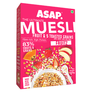 Asap Muesli Wholegrain Breakfast Rich In Fibre Protein Zero Sugar Added Fruitz 420 G