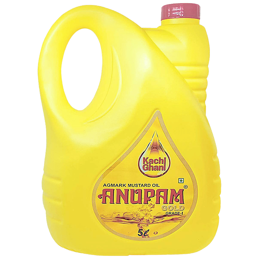 Anupam Gold Agmark Mustard Oil Pure Kacchi Ghani Rich Aroma 5 L Jar