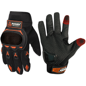 Autofy Fantom Bike Riding Gloves Tpr Knuckle Protection Touchscreen Compatible Palm Protection Padding Washable Fabric Xxl Orange Black 2 Pcs