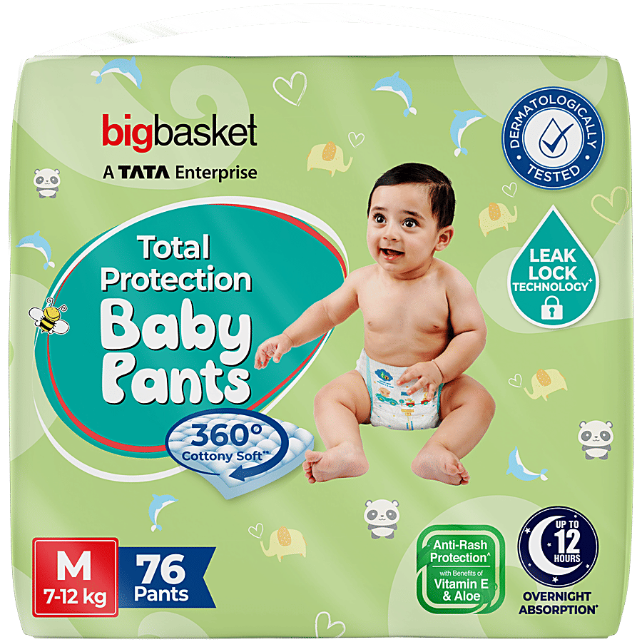 Bigbasket Baby Diapers Pants Medium 76 Pcs Poly Bag