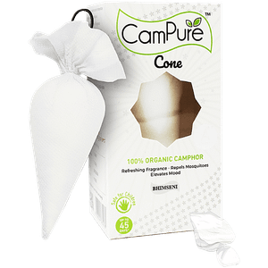 Campure Big Cone Air Freshener Bhimseni Organic Camphor Based For Homeoffice Car Use 60 G