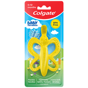 Colgate Baby Toothbrush Teether For 0 12 Months Bpa Free Flexible Handles Safety Tested Extra Soft 1 Pc