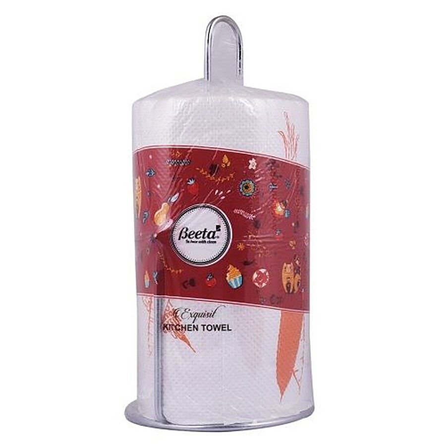 Beeta Kitchen Towel Paper Tissue Printed Roll With Free Stand 320 G