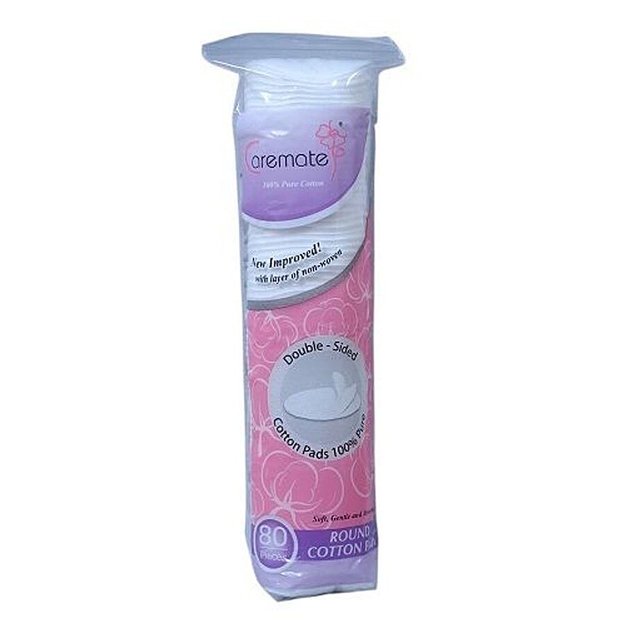 Caremate Imported Cotton Pads Rounds With Non Woven 2 Sided 80 Pcs