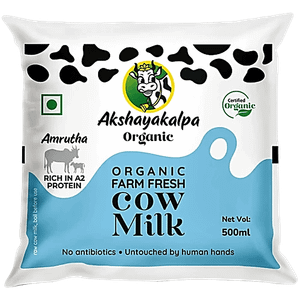 Akshayakalpa Amrutha A2 Farm Fresh Milk Organic 500 Ml Pouch