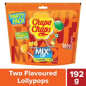 Chupa Chups Mixup Lollipops Party Pack 2 Flavours Vitamin C Fruit Juice 192 G Pouch