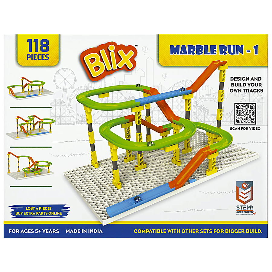 Blix Marble Run Tracks Building Kit Multicolour 118 Parts 1 Pc
