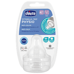 Chicco Baby Feeding Bottle Teat Fast Flow 4m 2 Pcs