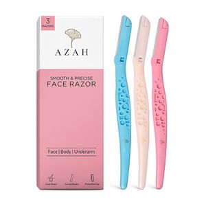 Azah Feather Touch Face Razors Cut Free Curved Edges Precision Shave 3 Pcs