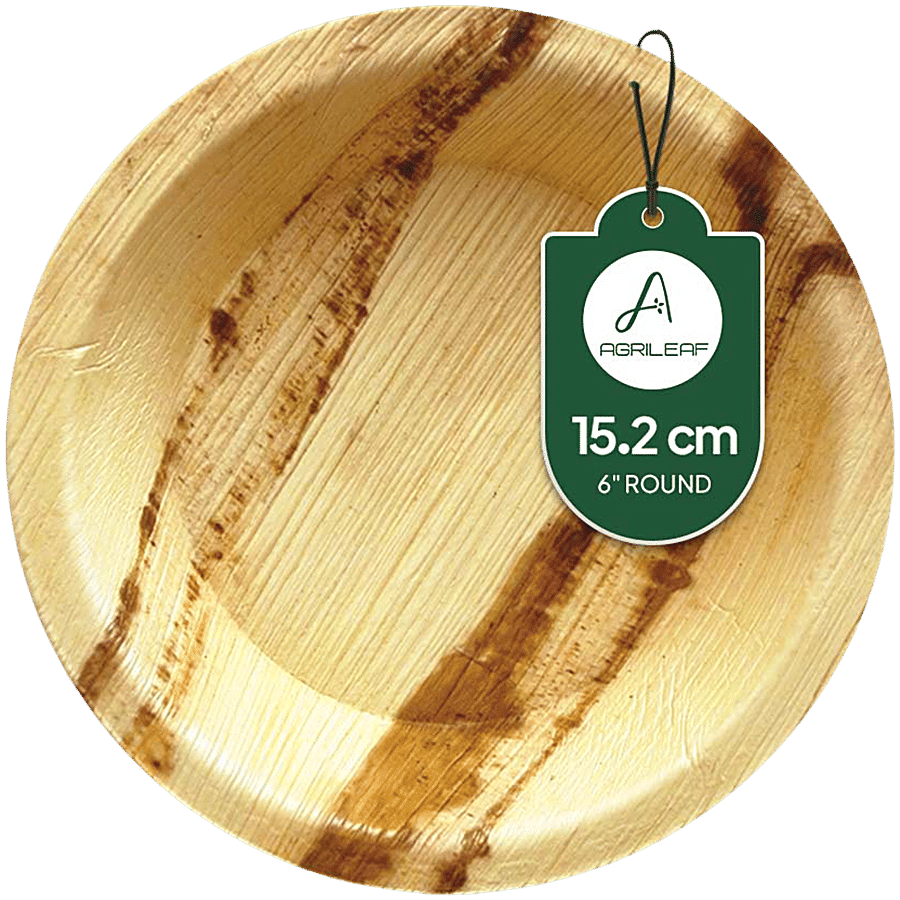 Agrileaf 6 Inch Round Disposable Areca Palm Leaf Plates Eco Friendly Snack Plates Pack Of 10 10 Pcs