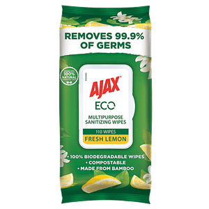 Ajax Eco Multipurpose Sanitising Wipes Fresh Lemon 110 Pcs