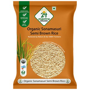 24 Mantra Organic Sonamasuri Semi Brown Hand Pounded Rice 1 Kg Pouch