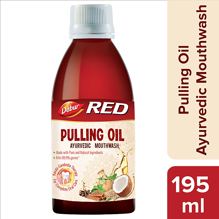 Dabur Red Pulling Oil Ayurvedic Mouthwash Oral Detox For Teeth Gums 195 Ml