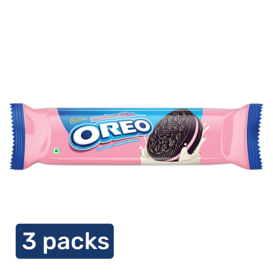 Oreo Strawberry Creme Biscuits 3x120 G