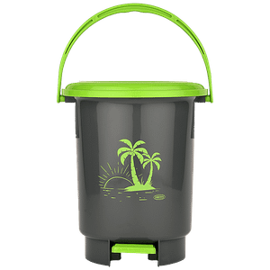 Asian Plastowares Look Beautifull Dustbin Jr With Handle Green 8 L