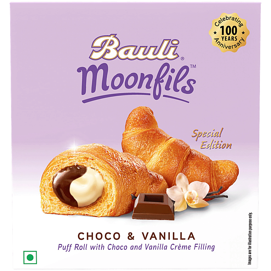 Bauli Moonfils Choco Vanila Puff Rolls With Creme Filling 110 G