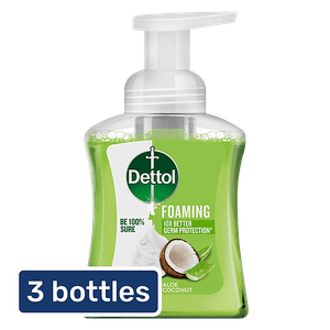 Dettol Foaming Handwash 10x Better Germ Protection Aloe Coconut 3x250 Ml