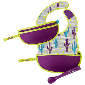 Bbox Travel Bib Flexible Soft Bite Spoon Set Cactus Capers Purple Grey 1 Pc