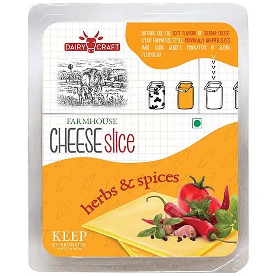 Dairy Craft Cheese Slices Herbs N Spices 200 G Pouch