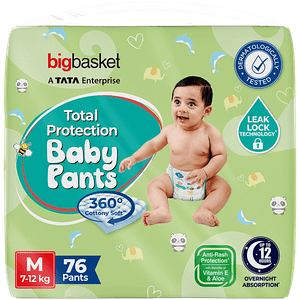 Bigbasket Baby Diapers Pants Medium 76 Pcs Poly Bag