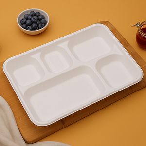 Classi Bio 5 Compartment Disposable Meals Tray 10 Pcs