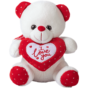 Dimpy Stuff Off White Teddy Bear Holding Red I Love You Heart 1 Pc