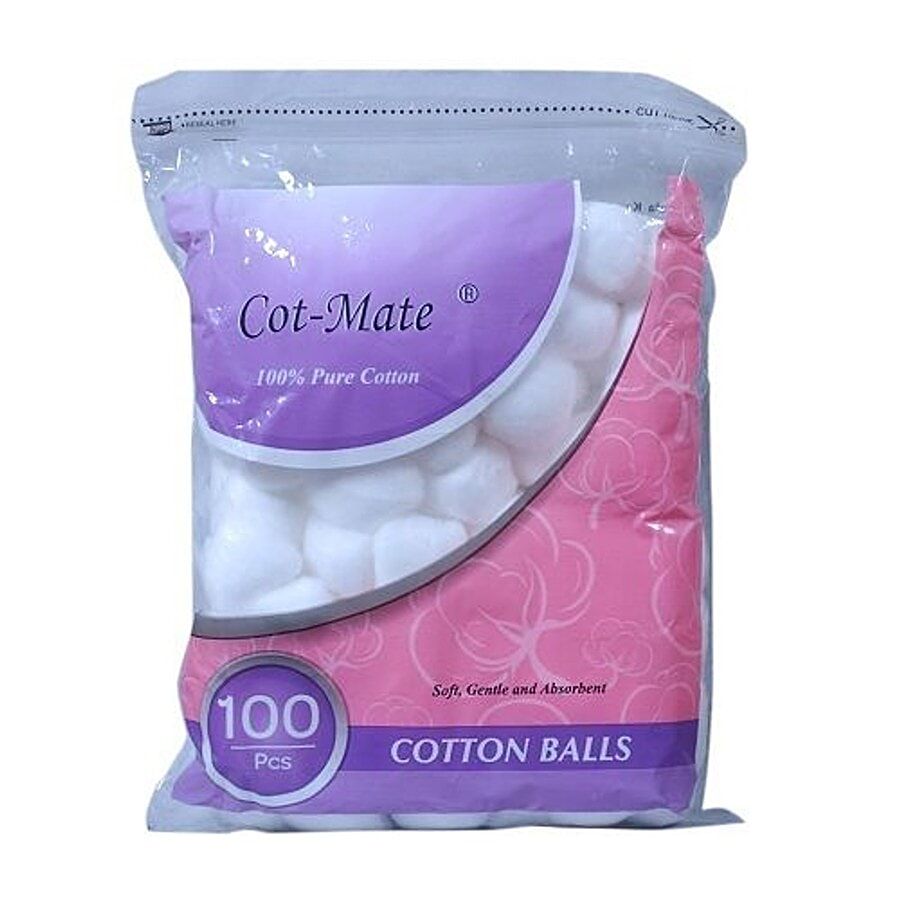 Cot Mate Imported Cotton Balls Natural White 100 Pcs