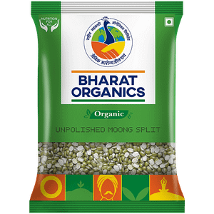 Bharat Organics Unpolished Moong Dal Green Split 500 G