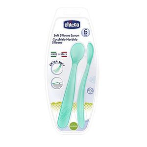 Chicco Soft Silicon Spoon Light Blue 6m 2 Pcs
