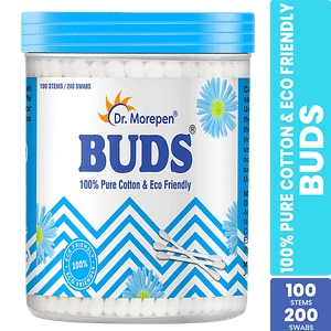 Dr Morepen Buds 100 Pure Cotton Eco Friendly Earbuds 100 Pcs