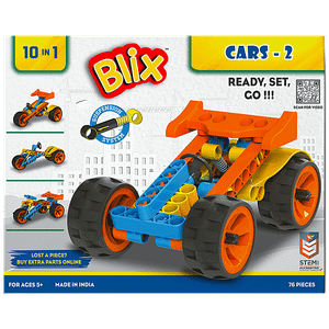 Blix Cars 2 Robotics Assembly Stem Toy For Kids With Suspension System 10 In 1 76 Parts 1 Pc