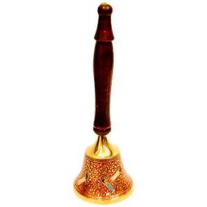 Decan Brass Mandir Bell With Wooden Handle Elegant Premium Durable Red 200 G