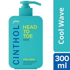 Cinthol Shampoo Face Body Head To Toe Wash Cool Wave 300 Ml