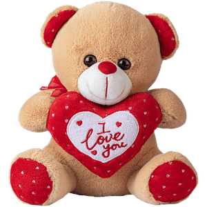 Dimpy Stuff Golden Brown Teddy Bear Holding Red I Love You Heart 1 Pc