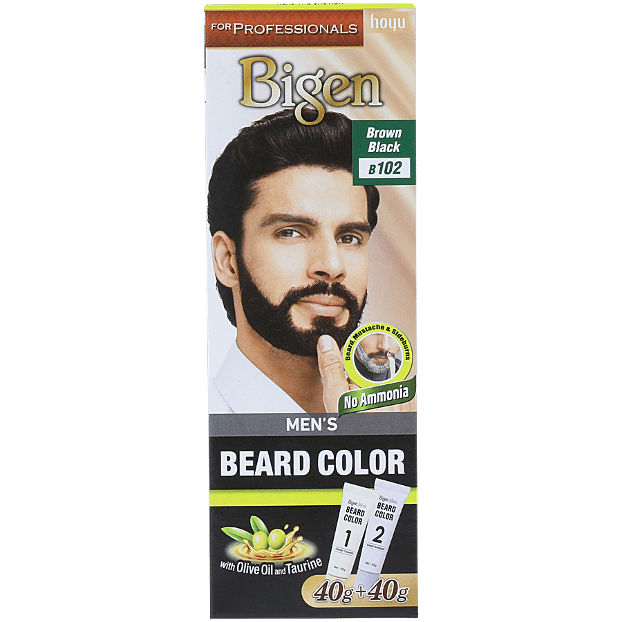 Bigen Mens Beard Colour With Olive Oil Taurine 80 G Brown Black B102