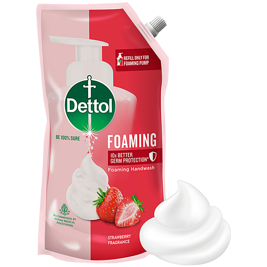 Dettol Foaming Hand Wash Ph Balanced 100 Germs Protection Refill Strawberry 700 Ml