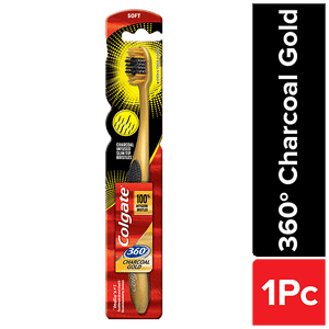 Colgate Toothbrush 360 Degree Charcoal Gold Soft Bristles 1 Pc