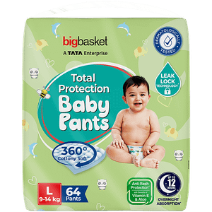 Bigbasket Baby Diapers Pants Large 64 Pcs Poly Bag