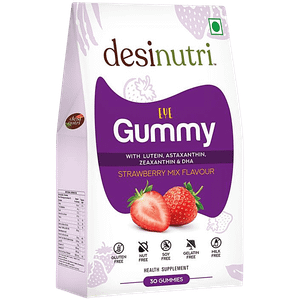 Desi Nutri Eye Gummy Strawberry Mix Flavour With Lutein Astaxanthin Zeaxanthin Dha 30 Pcs