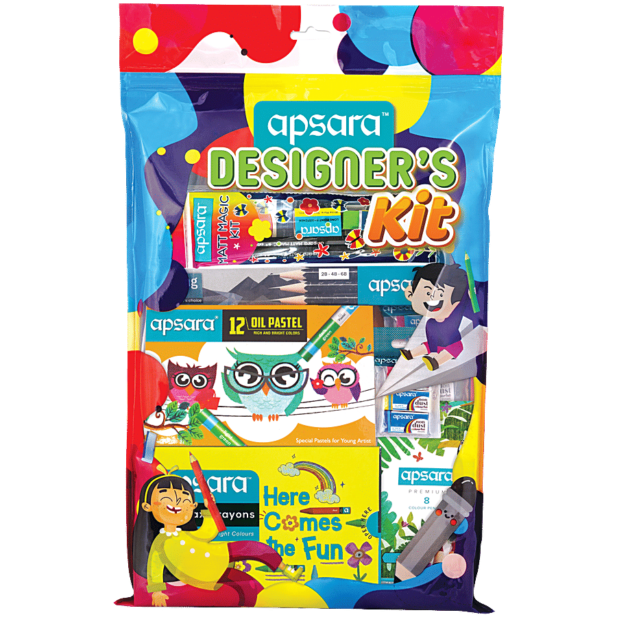 Apsara Designers Kit Assorted Stationery Useful For Children 9 Pcs