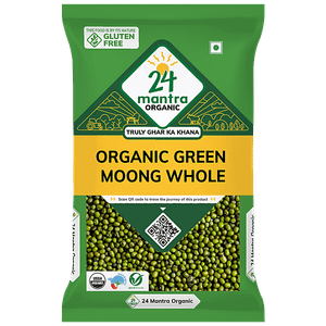 24 Mantra Organic Green Moong Dal Whole 500 G Pouch